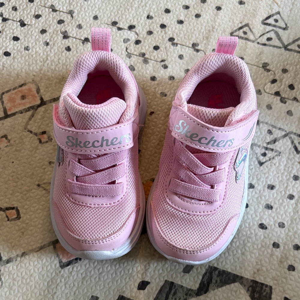 Skechers Toddler Pink Hook-and-Loop Athletic Sneakers